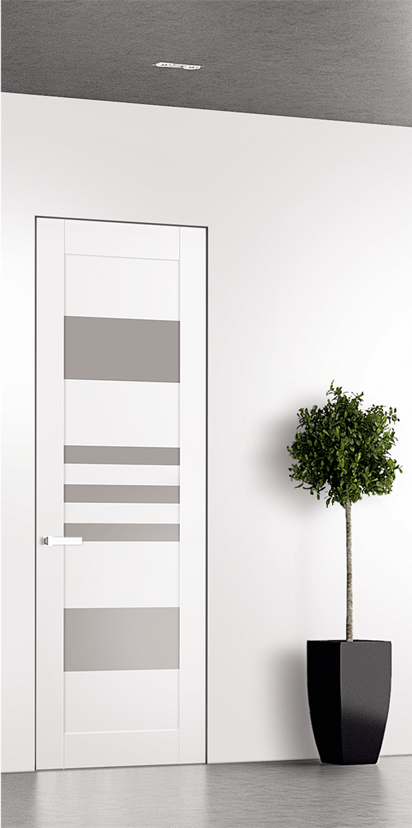 LETI VETRO SNOW WHITE DOUBLE INVISIBLE METAL FRAME BELLDINNI MODERN INTERIOR DOOR - 1
