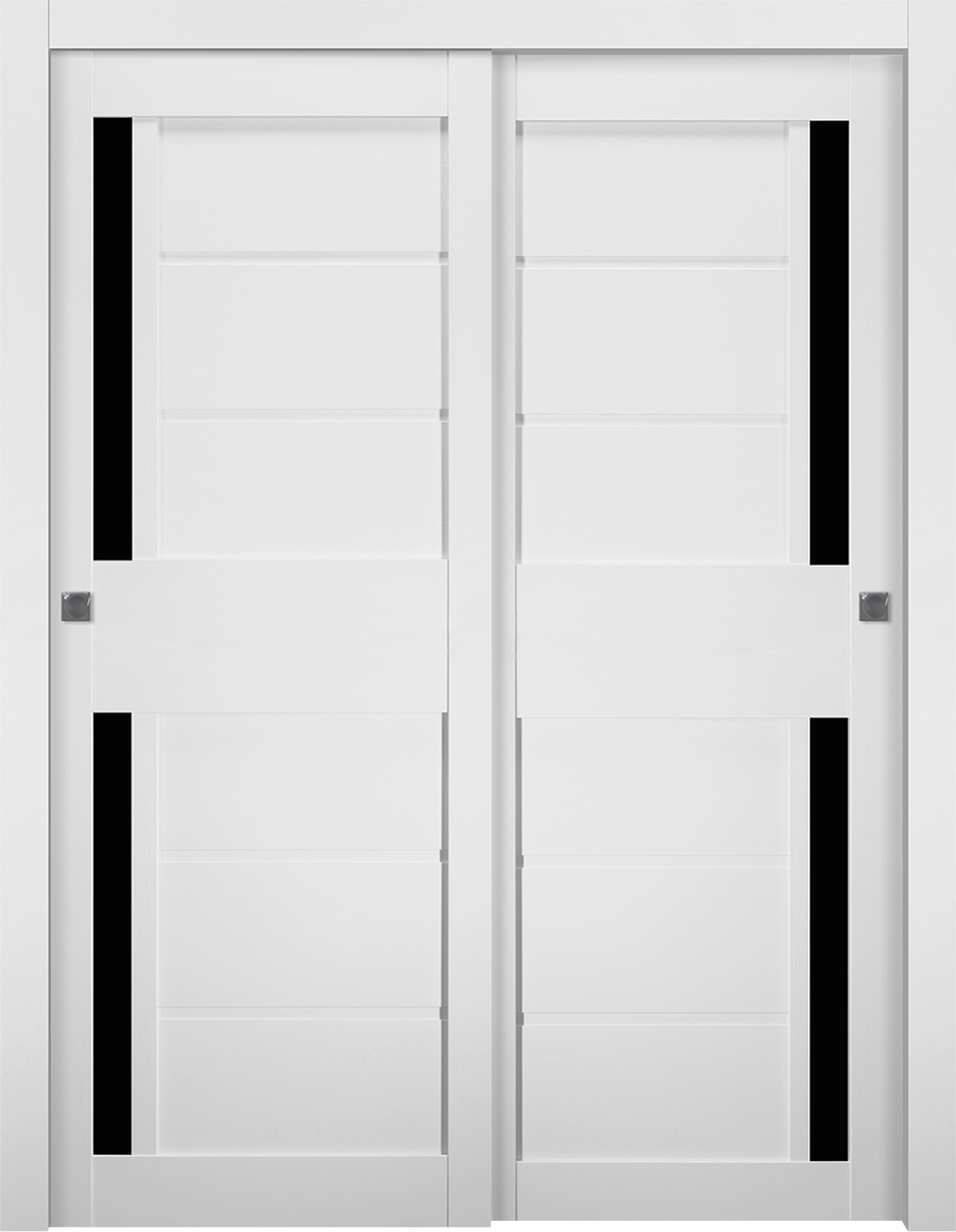 Esta Black Vetro Bianco Noble Bypass Belldinni Modern Interior Door - 1