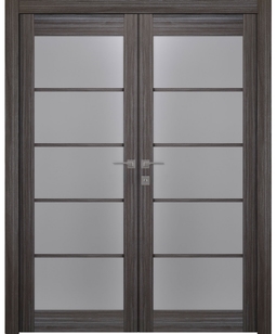 PALLADIO 5 LITE VETRO GRAY OAK DOUBLE BELLDINNI MODERN INTERIOR DOOR - 1