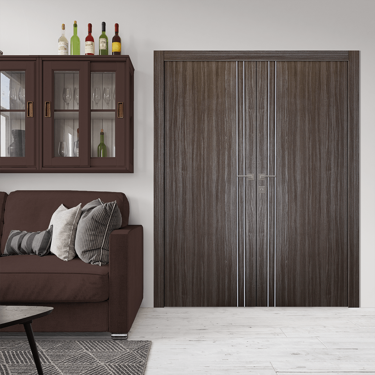 PALLADIO 2V GRAY OAK DOUBLE BELLDINNI MODERN INTERIOR DOOR - 2
