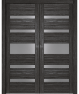 GINA VETRO GRAY OAK DOUBLE POCKET DOORS BELLDINNI MODERN INTERIOR DOOR - 1