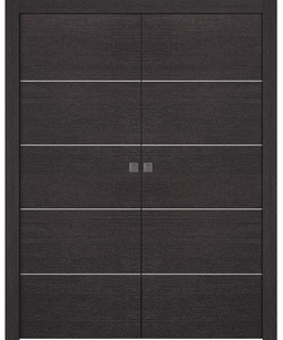 AVANTI 4H BLACK APRICOT DOUBLE POCKET BELLDINNI MODERN INTERIOR DOOR - 1