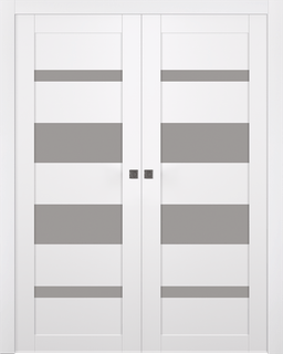 MIRELLA VETRO SNOW WHITE DOUBLE POCKET BELLDINNI MODERN INTERIOR DOOR - 7