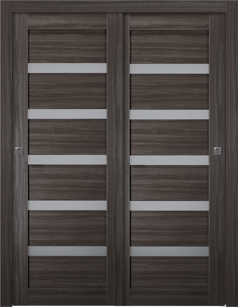 LEORA VETRO GRAY OAK BYPASS BELLDINNI MODERN INTERIOR DOOR - 1