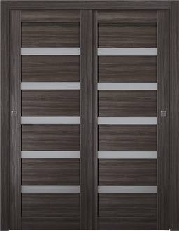 LEORA VETRO GRAY OAK BYPASS BELLDINNI MODERN INTERIOR DOOR - 1