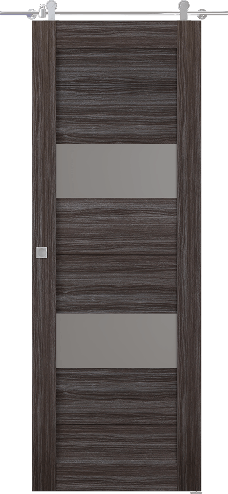 BERTA VETRO GRAY OAK DOUBLE BARN BELLDINNI MODERN INTERIOR DOOR - 1