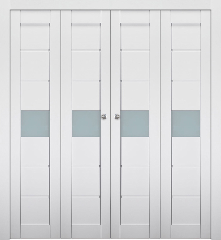 EDNA VETRO BIANCO NOBLE DOUBLE BI-FOLD BELLDINNI MODERN INTERIOR DOOR - 1