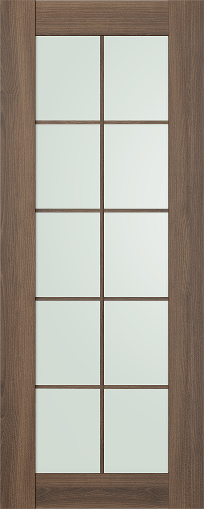 AVON 10 LITE VETRO PECAN NUTWOOD SLAB BELLDINNI MODERN INTERIOR DOOR - 1