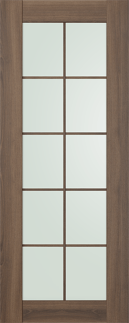 AVON 10 LITE VETRO PECAN NUTWOOD SLAB BELLDINNI MODERN INTERIOR DOOR - 1