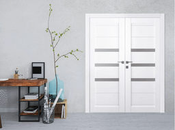 DORA VETRO SNOW WHITE DOUBLE POCKET BELLDINNI MODERN INTERIOR DOOR - 2