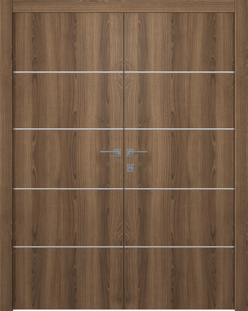 OPTIMA 4H PECAN NUTWOOD CLOSET DOORS BELLDINNI MODERN INTERIOR DOOR - 1