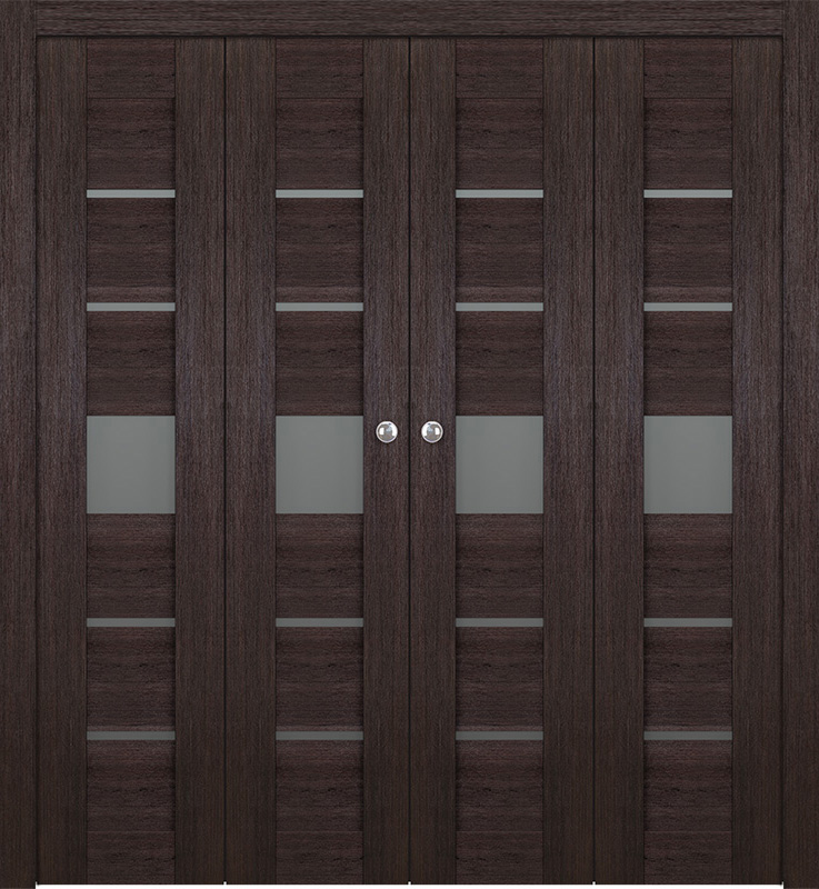 AVON 07-06 VETRO VERALINGA OAK DOUBLE BI-FOLD BELLDINNI MODERN INTERIOR DOOR - 1