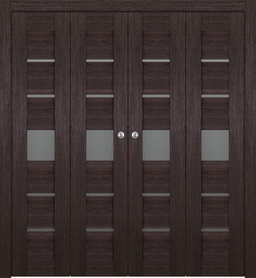 AVON 07-06 VETRO VERALINGA OAK DOUBLE BI-FOLD BELLDINNI MODERN INTERIOR DOOR - 1