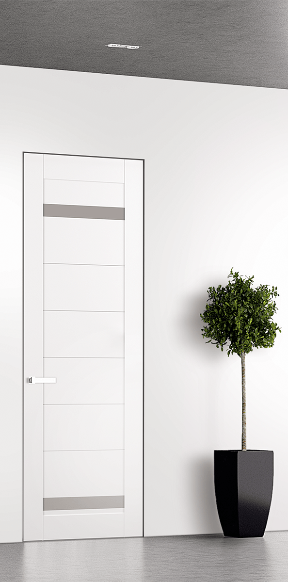PERLA VETRO SNOW WHITE INVISIBLE METAL FRAME BELLDINNI MODERN INTERIOR DOOR - 1