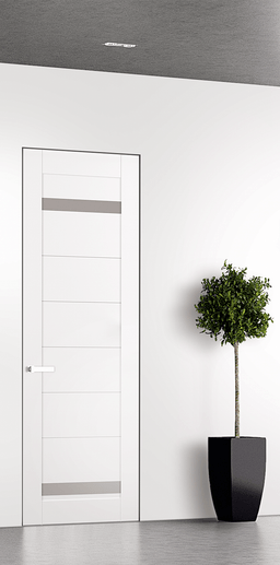 PERLA VETRO SNOW WHITE INVISIBLE METAL FRAME BELLDINNI MODERN INTERIOR DOOR - 1