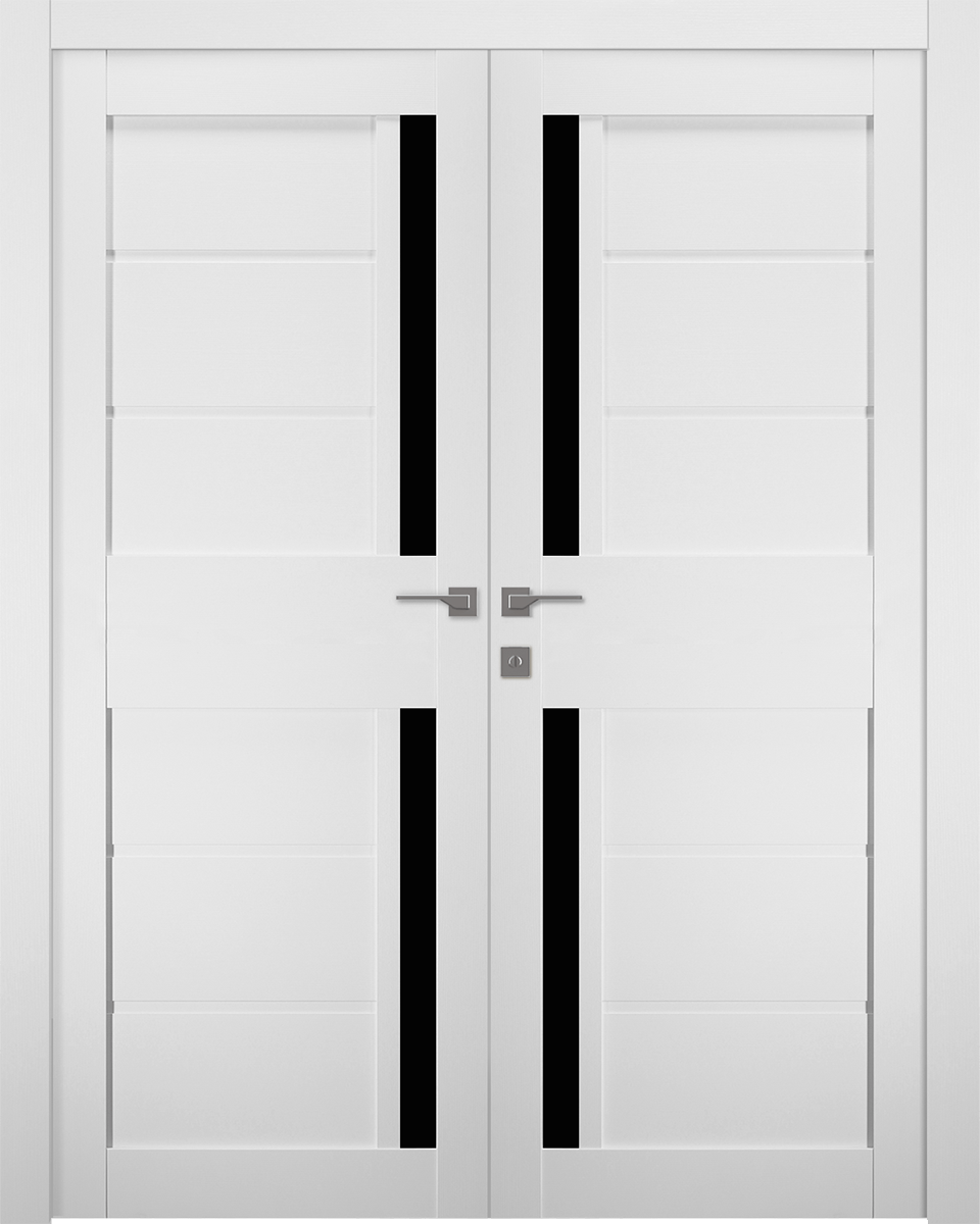 Esta Black Vetro Bianco Noble Double Doors Belldinni Modern Interior Door - 1