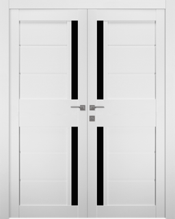 Esta Black Vetro Bianco Noble Double Doors Belldinni Modern Interior Door - 1