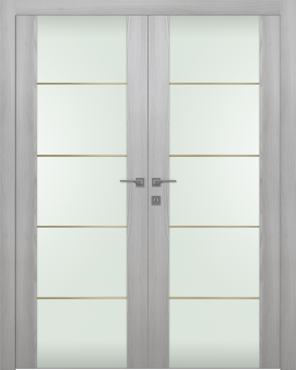 AVON 202 4H GOLD STRIPS VETRO RIBEIRA ASH DOUBLE DOORS BELLDINNI MODERN INTERIOR DOOR - 1