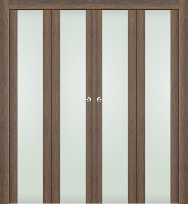 AVON 202 VETRO PECAN NUTWOOD DOUBLE BI-FOLD DOORS BELLDINNI MODERN INTERIOR DOOR - 1