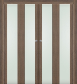 AVON 202 VETRO PECAN NUTWOOD DOUBLE BI-FOLD DOORS BELLDINNI MODERN INTERIOR DOOR - 1