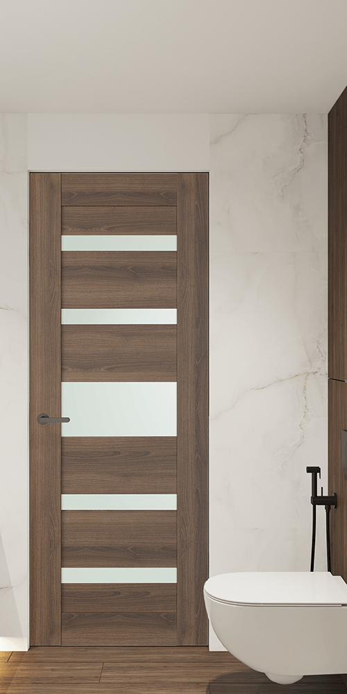AVON 07-05 VETRO PECAN NUTWOOD DOUBLE INVISIBLE METAL FRAME BELLDINNI MODERN INTERIOR DOOR - 1