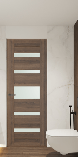 AVON 07-05 VETRO PECAN NUTWOOD DOUBLE INVISIBLE METAL FRAME BELLDINNI MODERN INTERIOR DOOR - 1