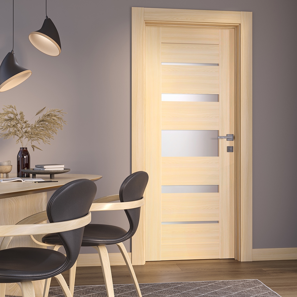 AVON 07-03 VETRO LOIRE ASH DOUBLE INVISIBLE METAL FRAME BELLDINNI MODERN INTERIOR DOOR - 2