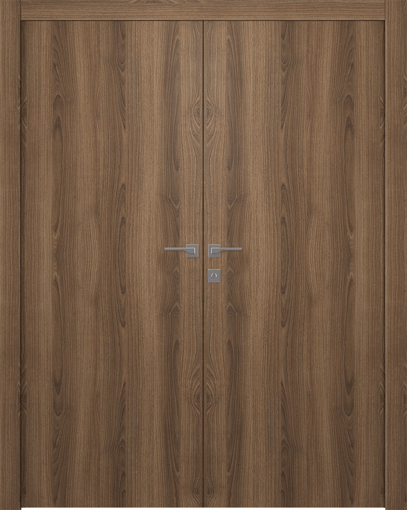 OPTIMA PECAN NUTWOOD DOUBLE DOORS BELLDINNI MODERN INTERIOR DOOR - 1
