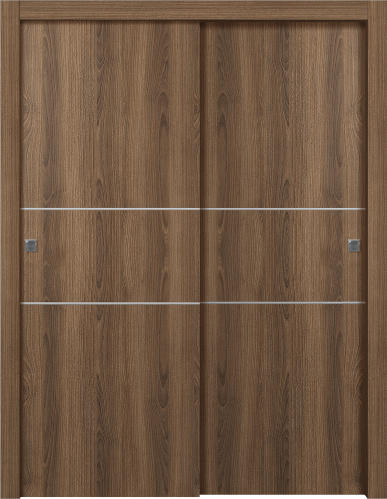 OPTIMA 2H PECAN NUTWOOD BYPASS DOORS BELLDINNI MODERN INTERIOR DOOR - 1