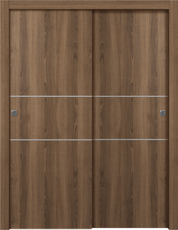 OPTIMA 2H PECAN NUTWOOD BYPASS DOORS BELLDINNI MODERN INTERIOR DOOR - 1