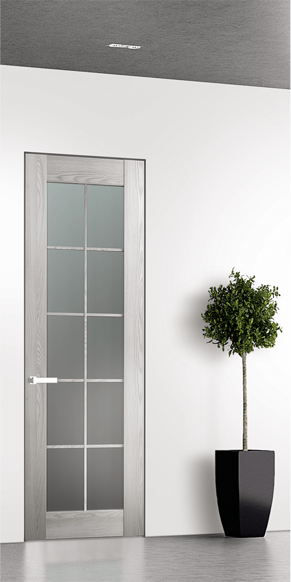 AVON 10 LITE VETRO RIBEIRA ASH INVISIBLE METAL FRAME BELLDINNI MODERN INTERIOR DOOR - 1