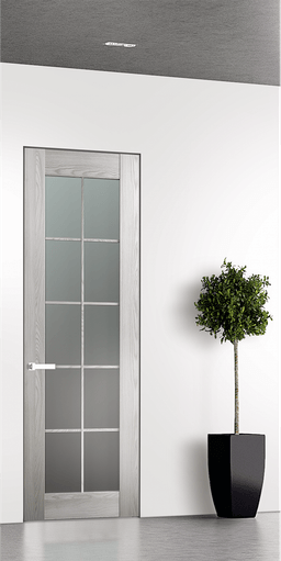 AVON 10 LITE VETRO RIBEIRA ASH INVISIBLE METAL FRAME BELLDINNI MODERN INTERIOR DOOR - 1