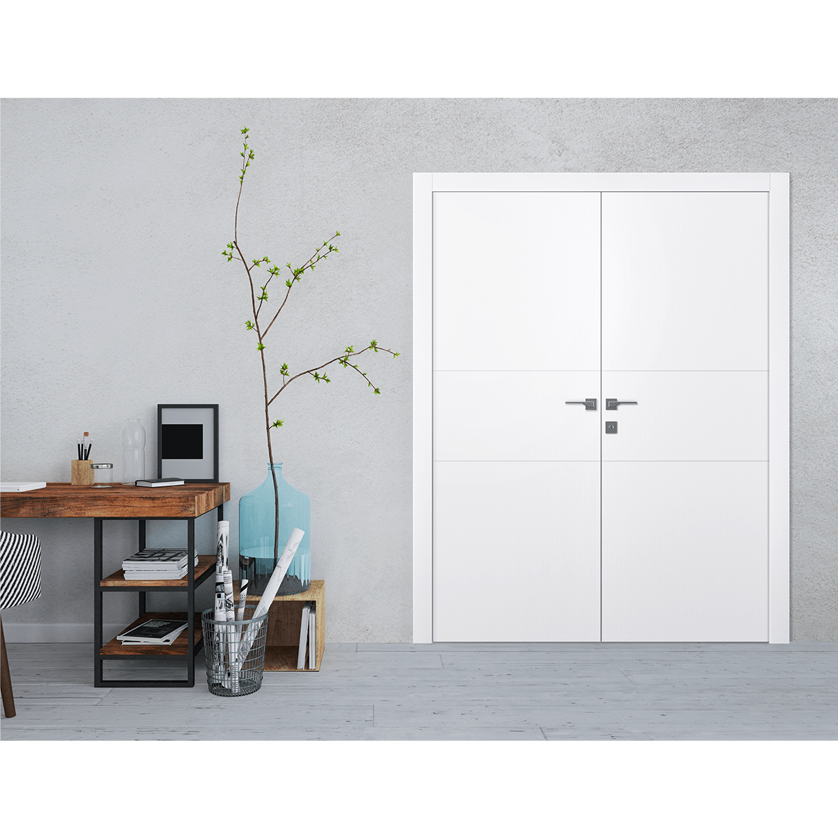 SMART PRO 2H POLAR WHITE DOUBLE BELLDINNI MODERN INTERIOR DOOR - 2