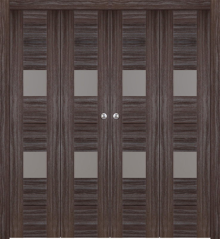 BERTA VETRO GRAY OAK DOUBLE BI-FOLD BELLDINNI MODERN INTERIOR DOOR - 1