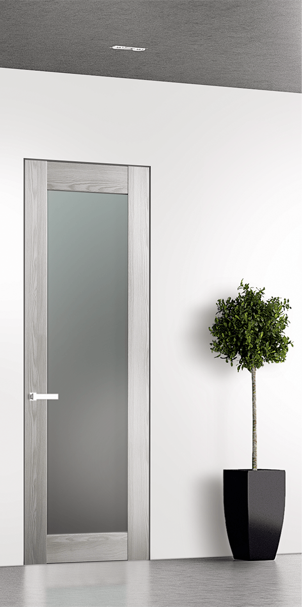 AVON 207 VETRO RIBEIRA ASH INVISIBLE METAL FRAME BELLDINNI MODERN INTERIOR DOOR - 1