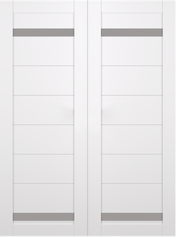 PERLA VETRO SNOW WHITE DOUBLE BARN BELLDINNI MODERN INTERIOR DOOR - 2