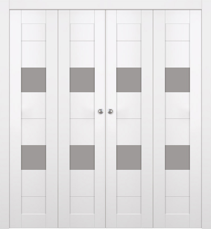 BERTA VETRO SNOW WHITE DOUBLE BI-FOLD BELLDINNI MODERN INTERIOR DOOR - 1