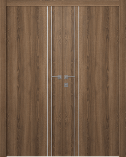 OPTIMA 2V PECAN NUTWOOD DOUBLE DOORS BELLDINNI MODERN INTERIOR DOOR - 1