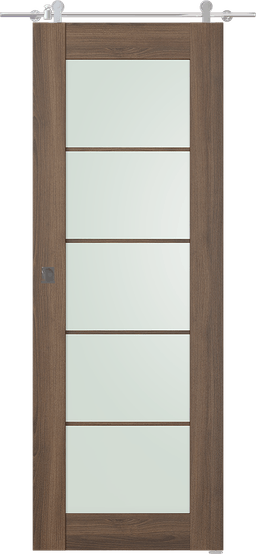 AVON 5 LITE VETRO PECAN NUTWOOD DOUBLE BARN BELLDINNI MODERN INTERIOR DOOR - 1