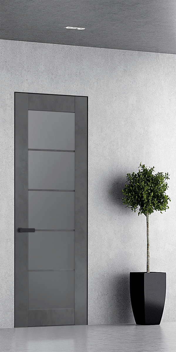 AVON 5 LITE VETRO DARK URBAN INVISIBLE METAL FRAME BELLDINNI MODERN INTERIOR DOOR - 1