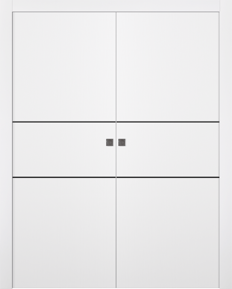 PALLADIO 2H BLACK BIANCO NOBLE DOUBLE POCKET DOORS BELLDINNI MODERN INTERIOR DOOR - 1