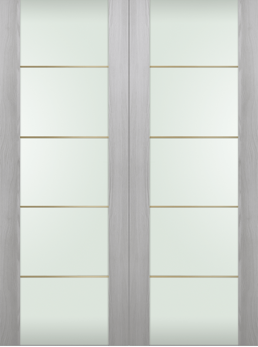 AVON 202 4H GOLD STRIPS VETRO RIBEIRA ASH DOUBLE BI-FOLD DOORS BELLDINNI MODERN INTERIOR DOOR - 3