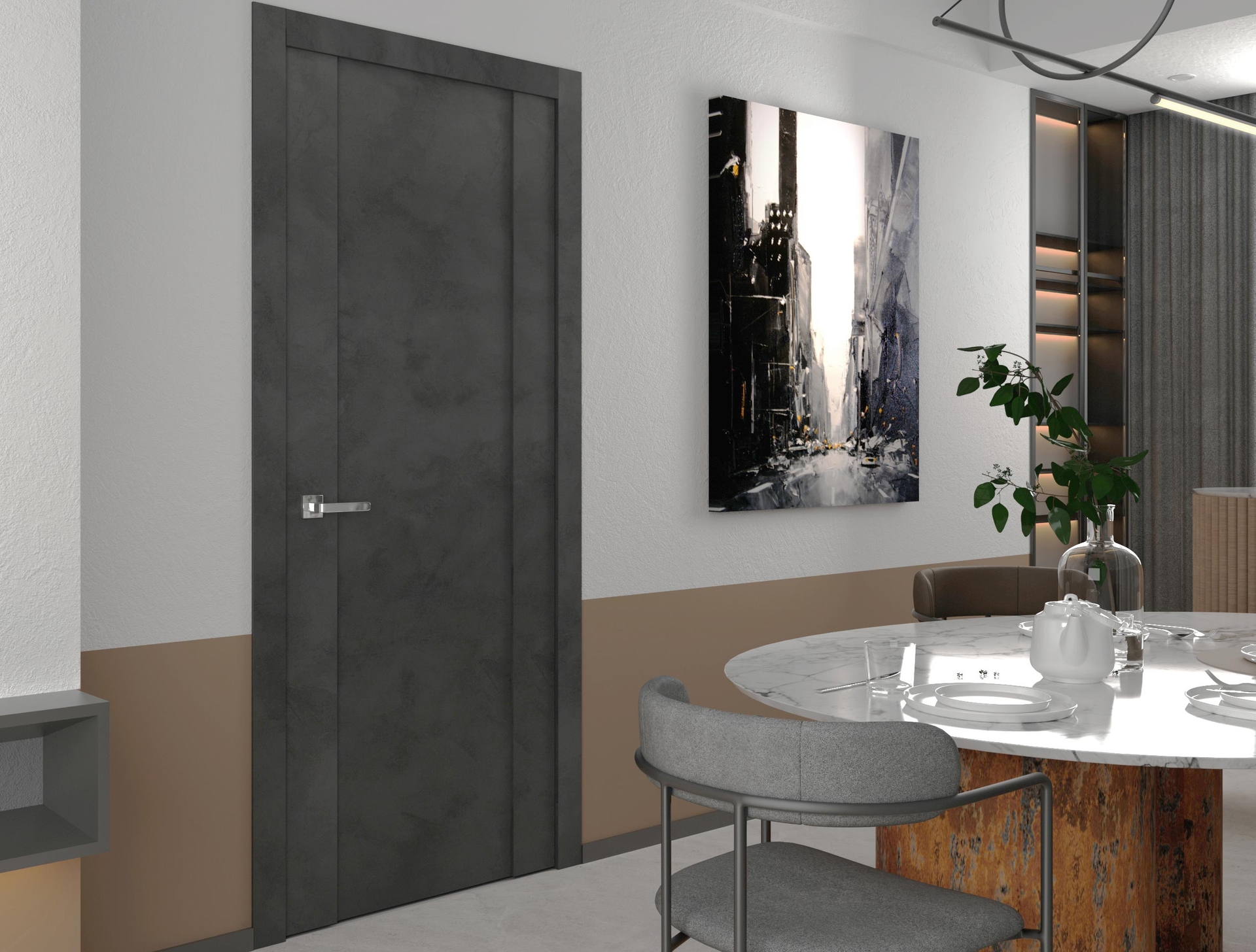 AVON 01 DARK URBAN INVISIBLE METAL FRAME BELLDINNI MODERN INTERIOR DOOR - 5