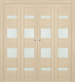 AVON 07-01 VETRO LOIRE ASH DOUBLE BI-FOLD DOORS BELLDINNI MODERN INTERIOR DOOR - 1