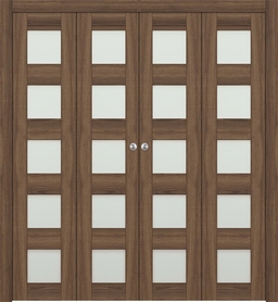 AVON 07-07 VETRO PECAN NUTWOOD DOUBLE BI-FOLD DOORS BELLDINNI MODERN INTERIOR DOOR - 1