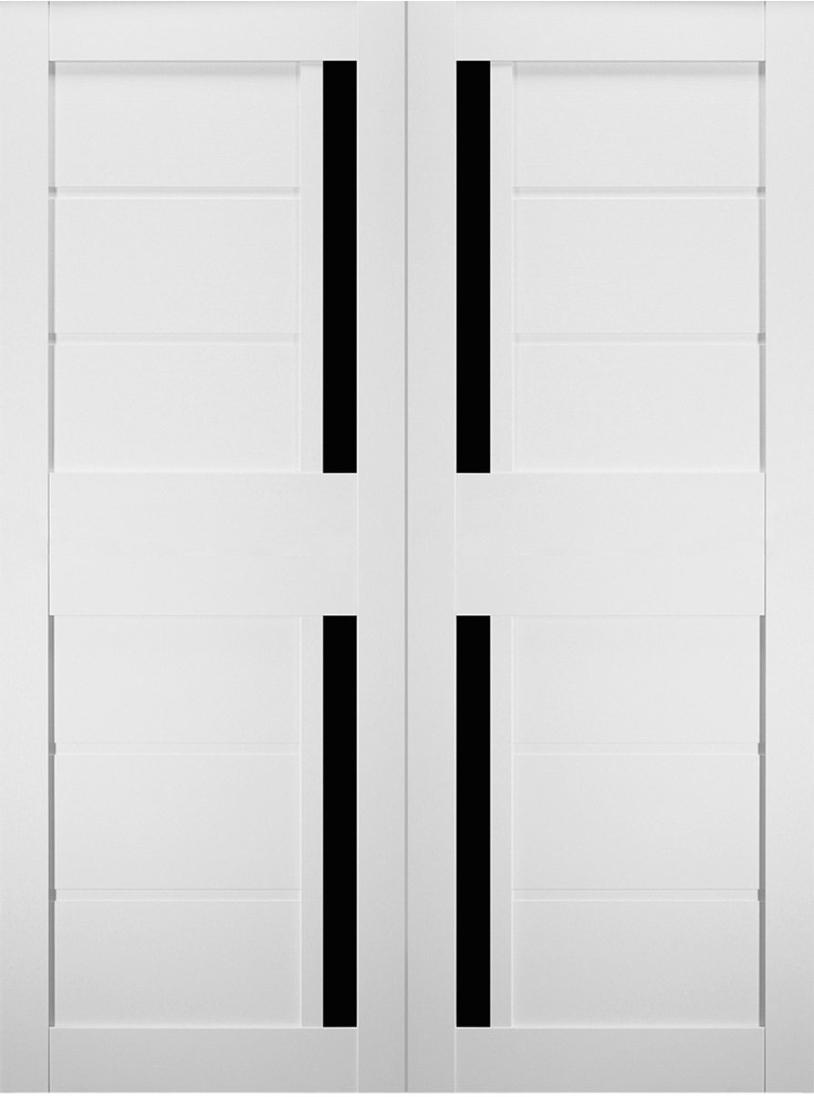ESTA BLACK VETRO BIANCO NOBLE DOUBLE BI-FOLD BELLDINNI MODERN INTERIOR DOOR - 2