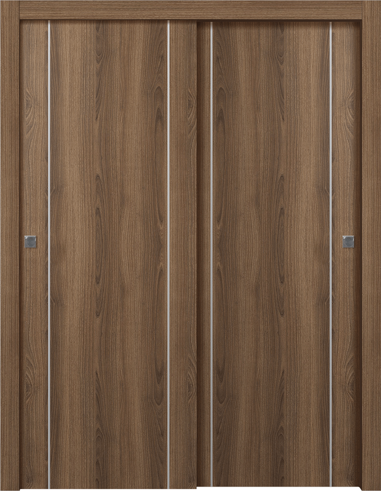 OPTIMA 2U PECAN NUTWOOD BYPASS DOORS BELLDINNI MODERN INTERIOR DOOR - 1
