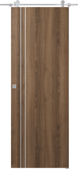 OPTIMA 2V PECAN NUTWOOD DOUBLE BARN DOORS BELLDINNI MODERN INTERIOR DOOR - 1