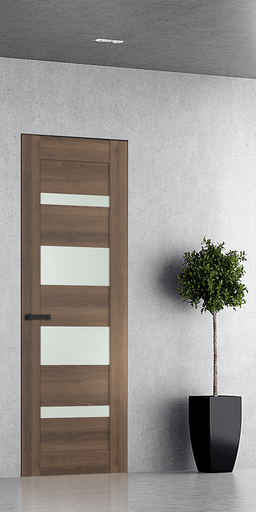AVON 07-01 VETRO PECAN NUTWOOD DOUBLE INVISIBLE METAL FRAME BELLDINNI MODERN INTERIOR DOOR - 1