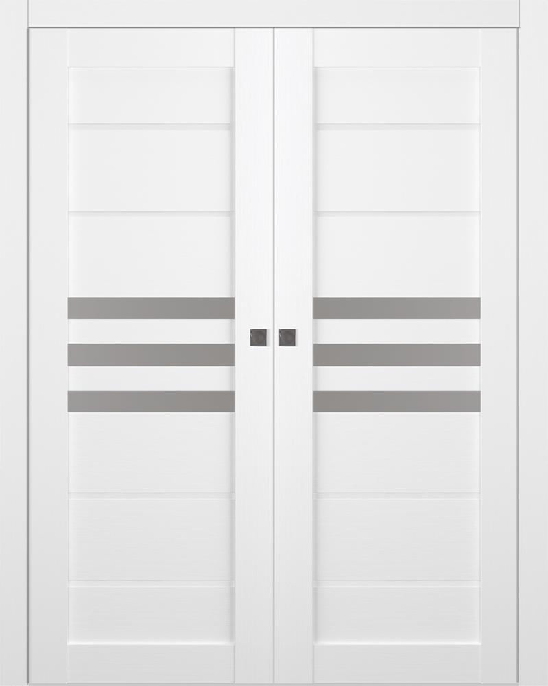 DOME VETRO BIANCO NOBLE DOUBLE POCKET BELLDINNI MODERN INTERIOR DOOR - 1
